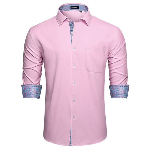 Men's Dress Shirt with Pocket - PINK PURPLE