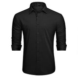 Men's Dress Shirt with Pocket - 02-BLACK