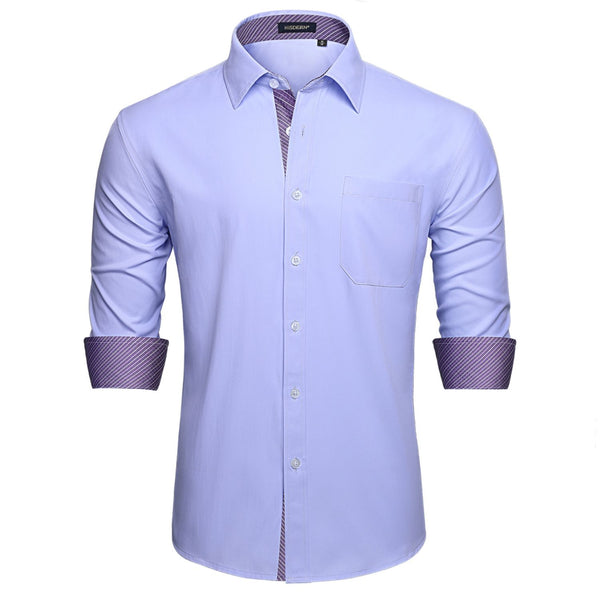 Men's Dress Shirt with Pocket - 14-PURPLE-PAISLEY