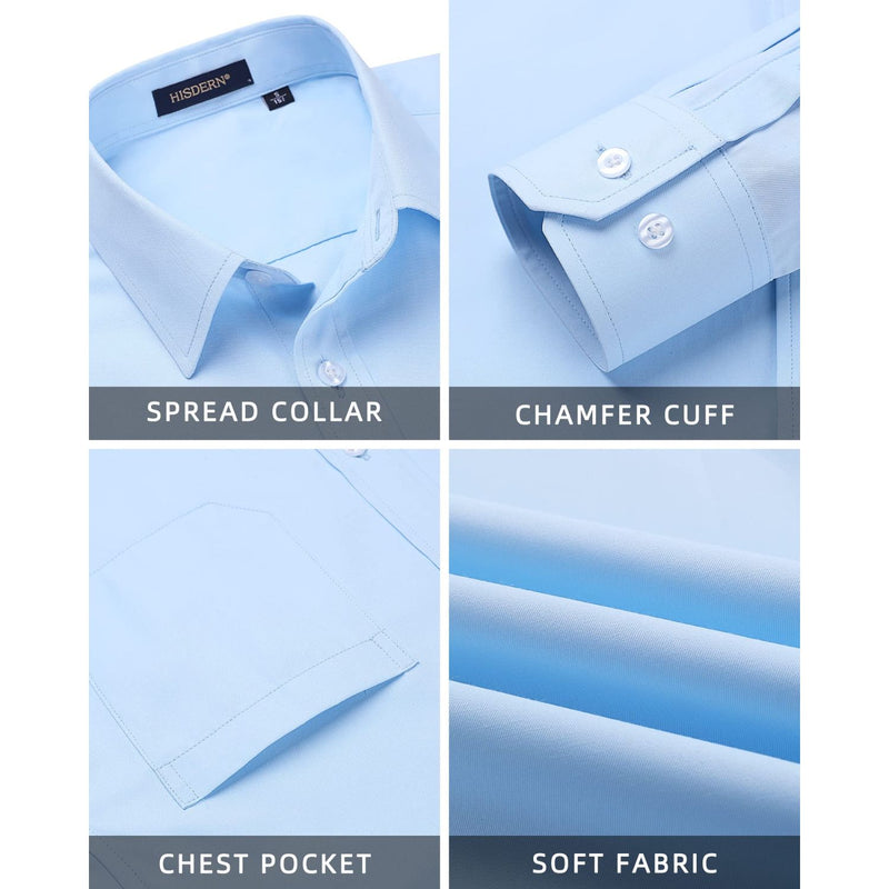 Men's Shirt with Tie Handkerchief Set - LIGHT BLUE 1