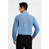 Men's Dress Shirt with Pocket - B-DUSTY BLUE