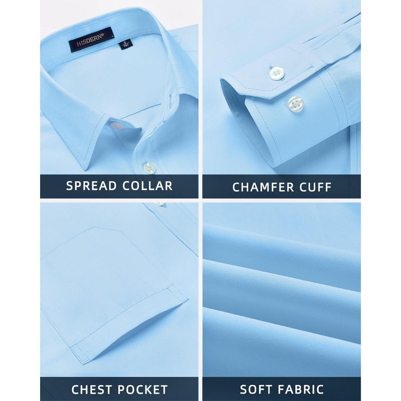 Men's Shirt with Tie Handkerchief Set - LIGHT BLUE/BLUE