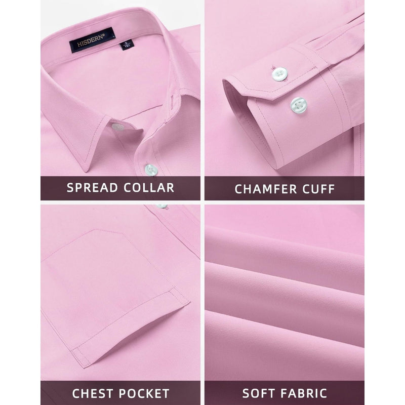 Men's Shirt with Tie Handkerchief Set - PINK/PINK TIE