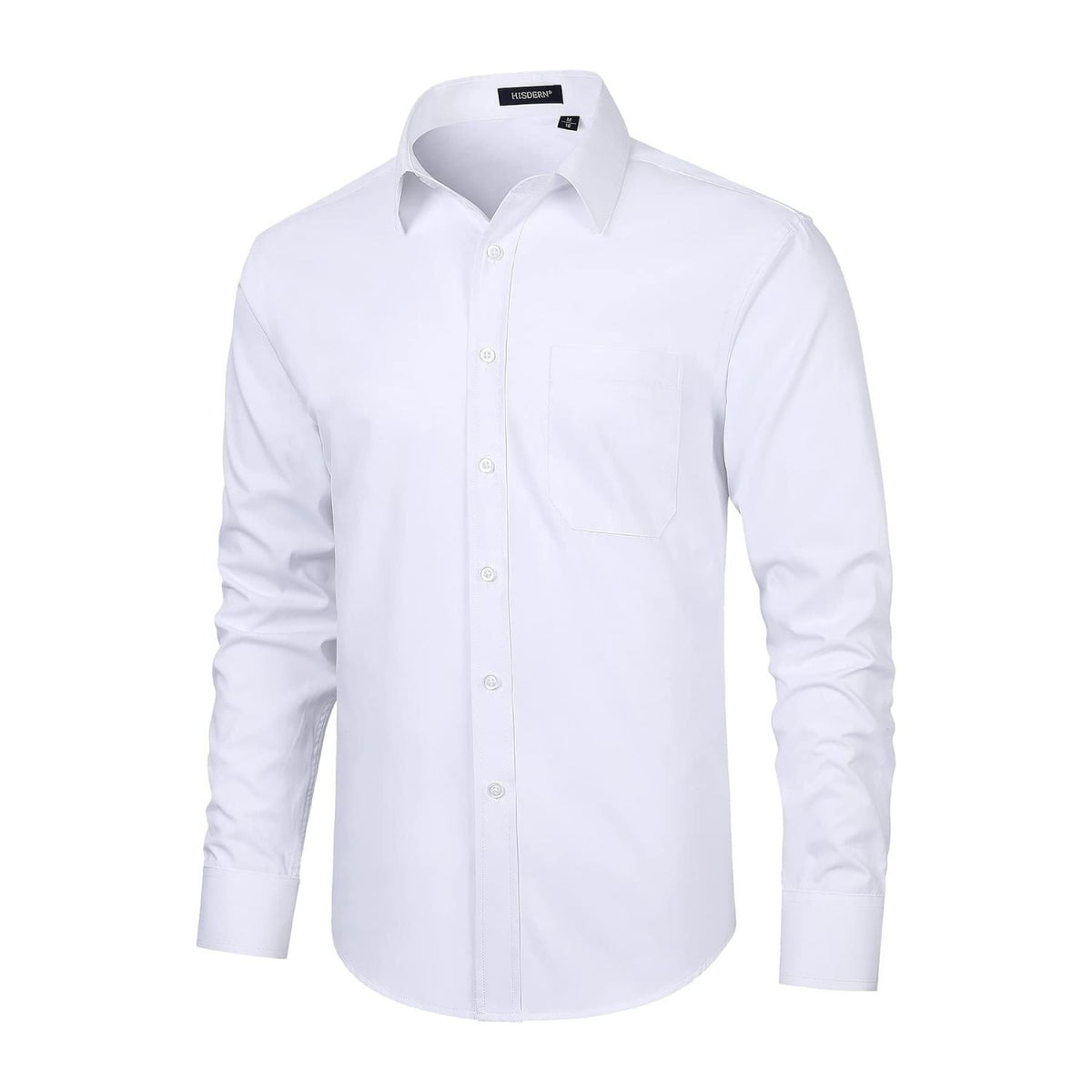 Hisdern Men's White Stretch Dress Shirt Professional Office Workwear XL