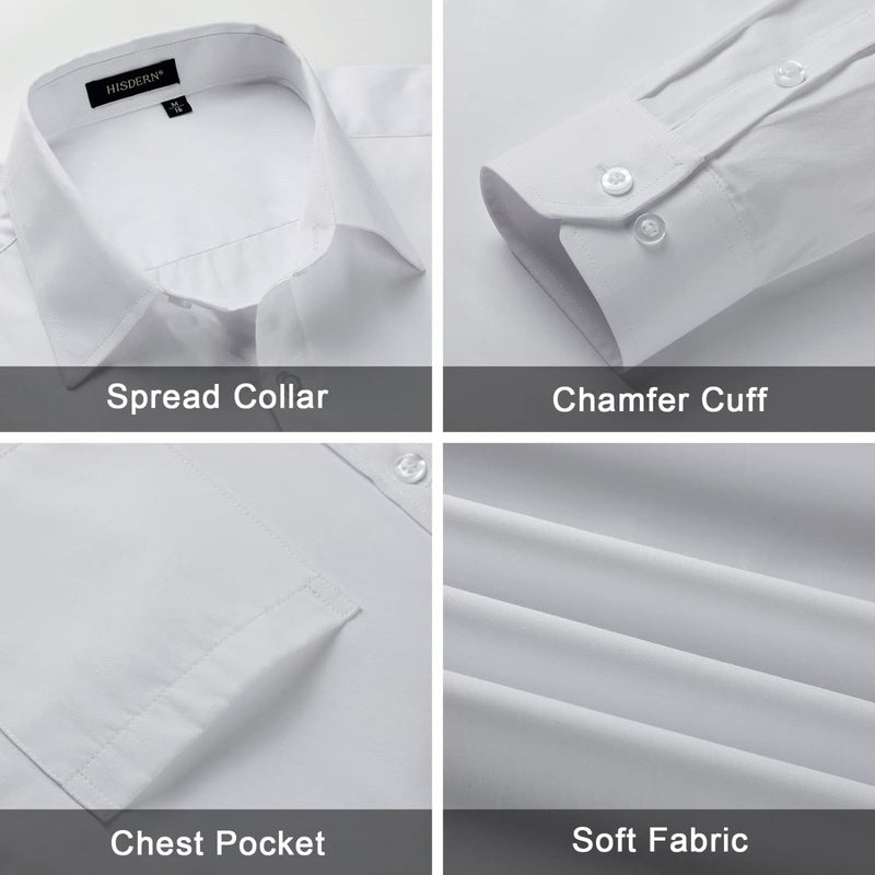 Men's Shirt with Tie Handkerchief Set - WHITE-4