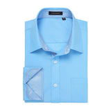 Men's Patchwork Dress Shirt with Pocket - BLUE