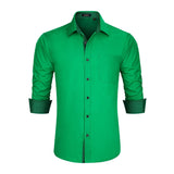 Men's Patchwork Dress Shirt with Pocket - HUNTER GREEN