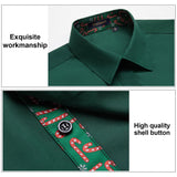 Men's Dress Shirt with Pocket - GREEN/CHRISTMAS