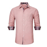 Men's Patchwork Dress Shirt with Pocket - DUSTY PINK/PAISLEY