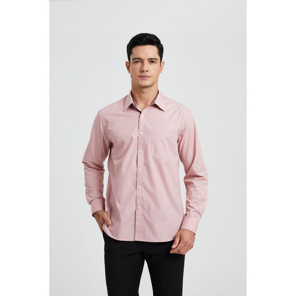 Men's Patchwork Dress Shirt with Pocket - DUSTY PINK/PAISLEY