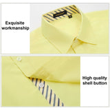 Men's Patchwork Dress Shirt with Pocket - LIGHT YELLOW/STRIPED