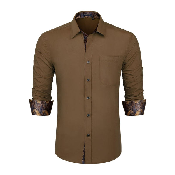 Dark brown dress shirt online