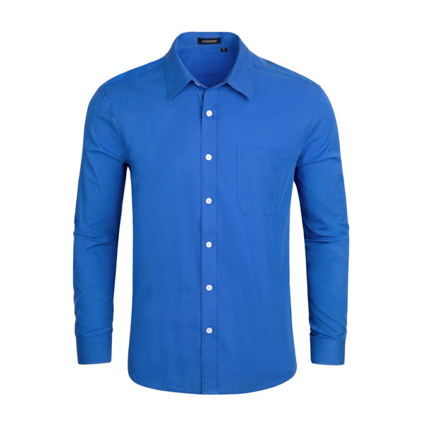 Men's Dress Shirt with Pocket - ROYAL BLUE