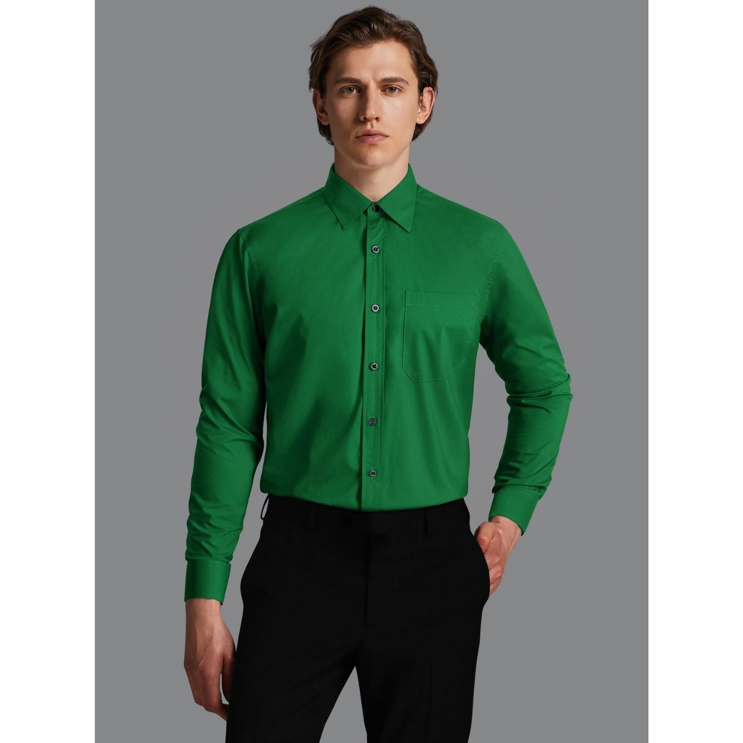 Hisdern Emerald Green Cloud Stretch Dress Shirt for Corporate Workwear