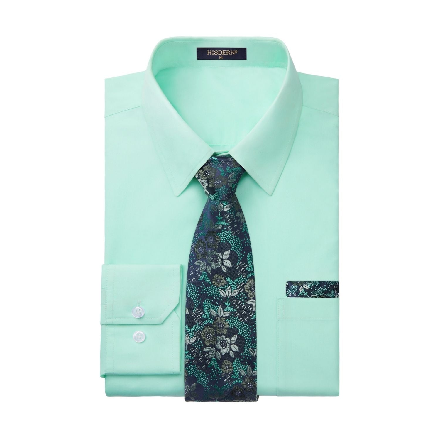 mint green shirt and tie