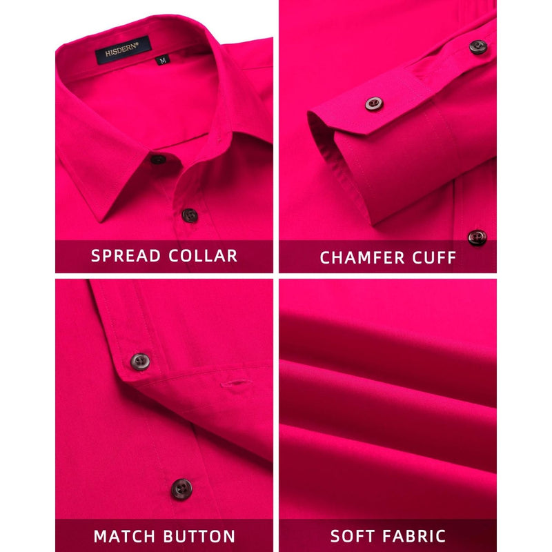 Men's Dress Shirt with Pocket - HOT PINK