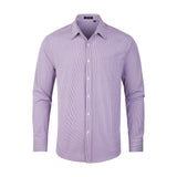 Men's Casual Long Sleeve Striped Shirt - PURPLE