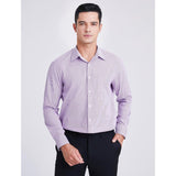 Men's Casual Long Sleeve Striped Shirt - PURPLE