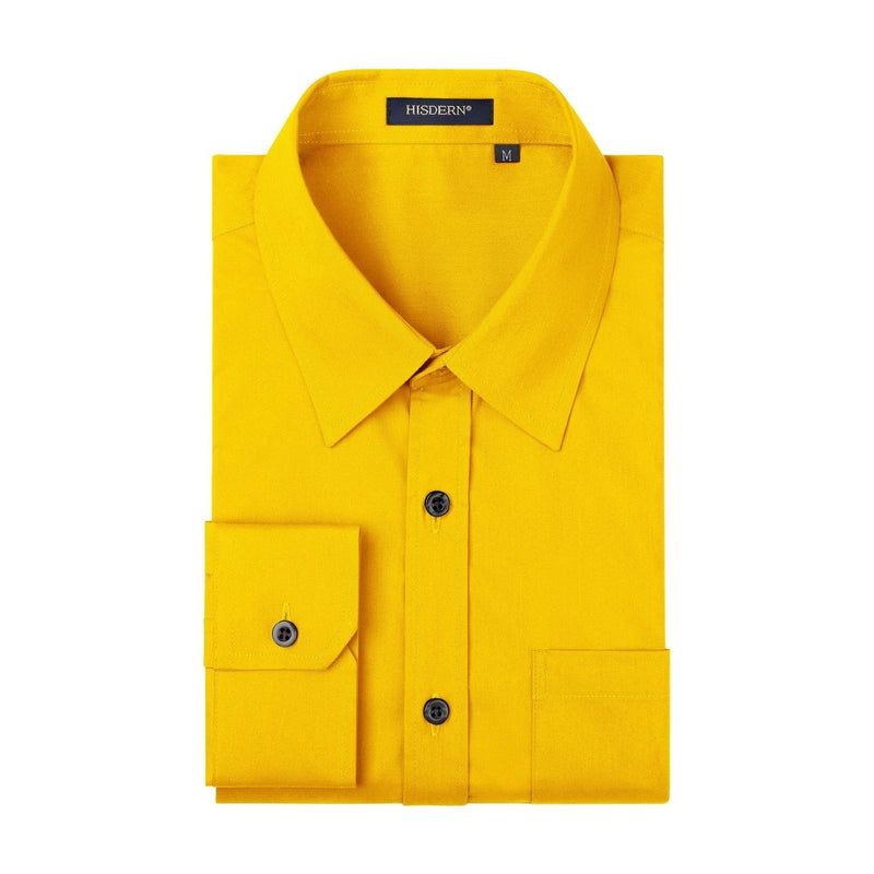 Men's Dress Shirt with Pocket - YELLOW