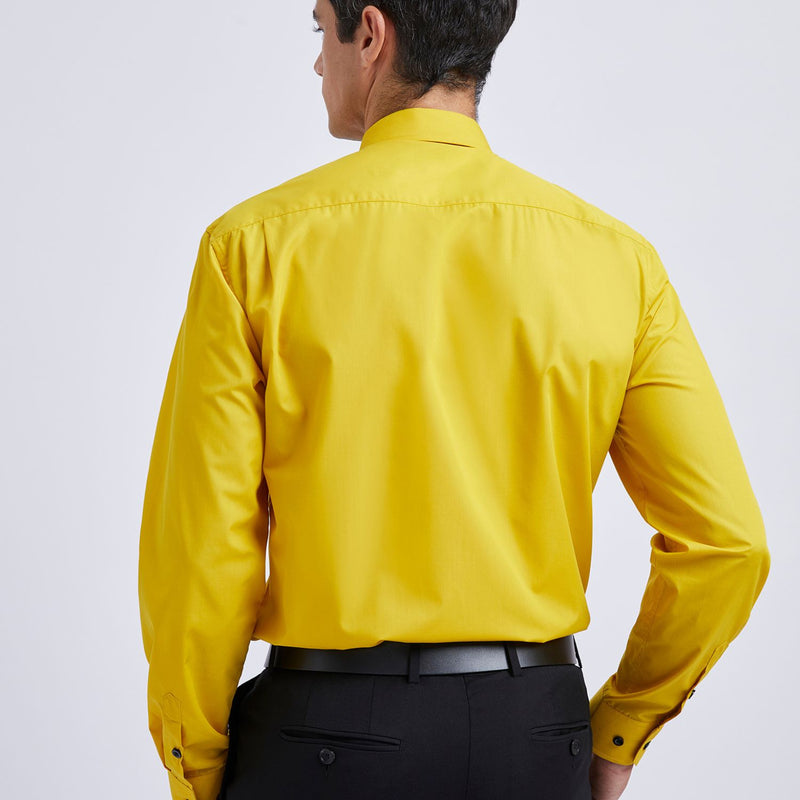 Men's Shirt with Tie Handkerchief Set - YELLOW