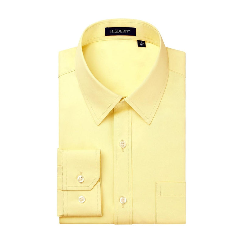 Men's Dress Shirt with Pocket - LIGHT YELLOW