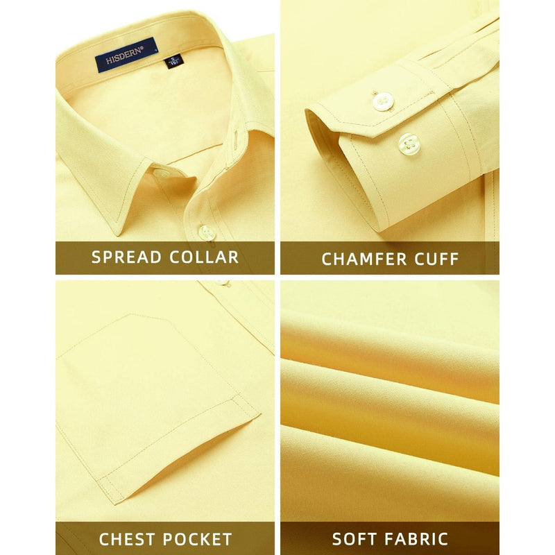 Men's Dress Shirt with Pocket - LIGHT YELLOW