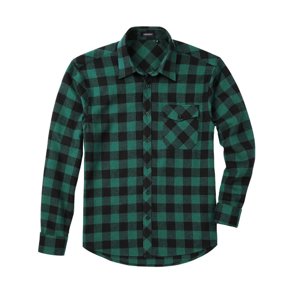 Men's Long Sleeve Plaid Shirt - GREEN