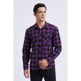 Plaid Men's Flannel Shirt With Pockets - 2P-PURPLE-01P