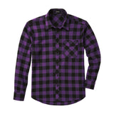 Plaid Men's Flannel Shirt With Pockets - 2P-PURPLE-01P