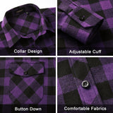 Plaid Men's Flannel Shirt With Pockets - 2P-PURPLE-01P