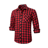 Plaid Men's Flannel Shirt With Pockets - RED2