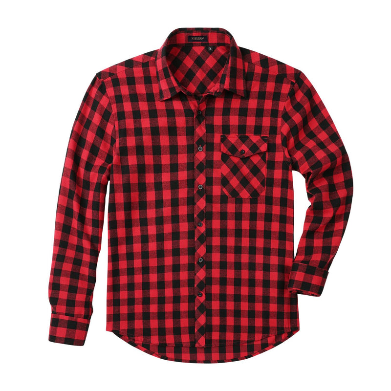 Plaid Men's Flannel Shirt With Pockets - RED2