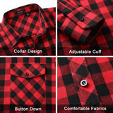 Plaid Men's Flannel Shirt With Pockets - RED2