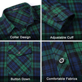 Plaid Men's Flannel Shirt With Pockets - Z-BLUE/GREEN-1