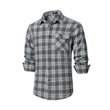 Plaid Men's Flannel Shirt With Pockets - 6A-GREY-02