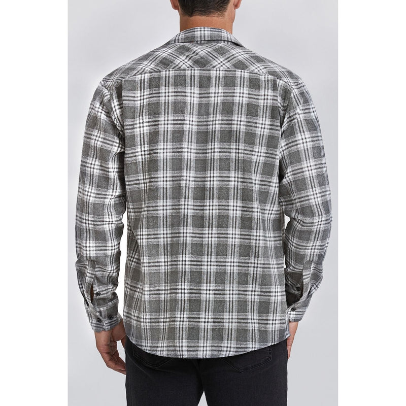 Plaid Men's Flannel Shirt With Pockets - 6A-GREY-02