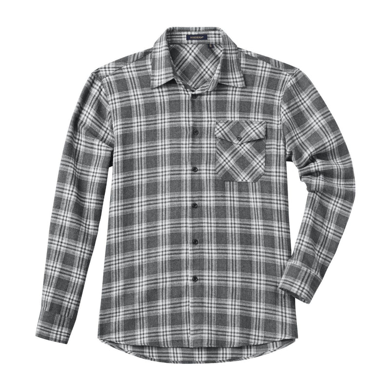 Plaid Men's Flannel Shirt With Pockets - 6A-GREY-02