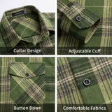 Plaid Men's Flannel Shirt With Pockets - 5AG-ARMY GREEN-02