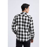 Plaid Men's Flannel Shirt With Pockets - Z-BLACK WHITE