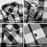 Plaid Men's Flannel Shirt With Pockets - Z-BLACK WHITE