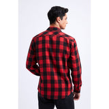 Plaid Men's Flannel Shirt With Pockets - Z-RED SHIRT-1