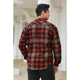 Plaid Mens Flannel Shirt With Pockets - 5E-BLACK/BURGUNDY-05