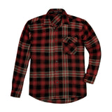 Plaid Mens Flannel Shirt With Pockets - 5E-BLACK/BURGUNDY-05