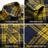 Plaid Men's Flannel Shirt With Pockets - NAVY BLUE/YELLOW