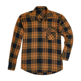 Plaid Men's Flannel Shirt With Pockets - 2B-NAVY /CARAMEL