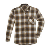 Plaid Men's Flannel Shirt With Pockets - 5B-BROWN