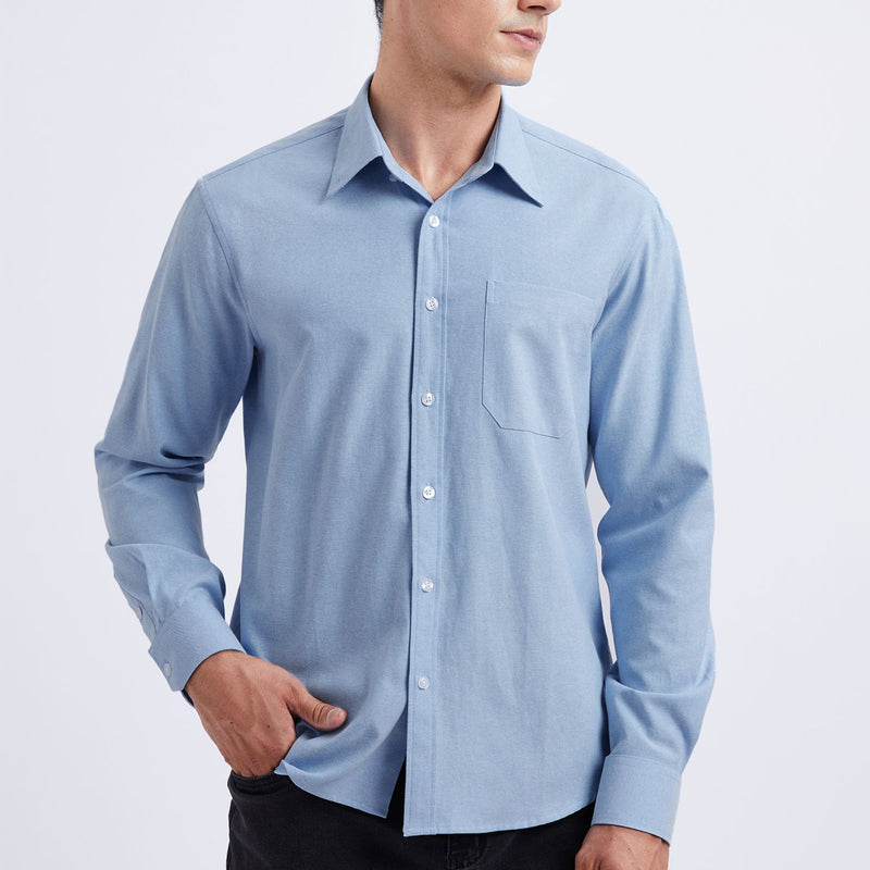 Men's Dress Shirt with Pocket - 02-LIGHT BLUE
