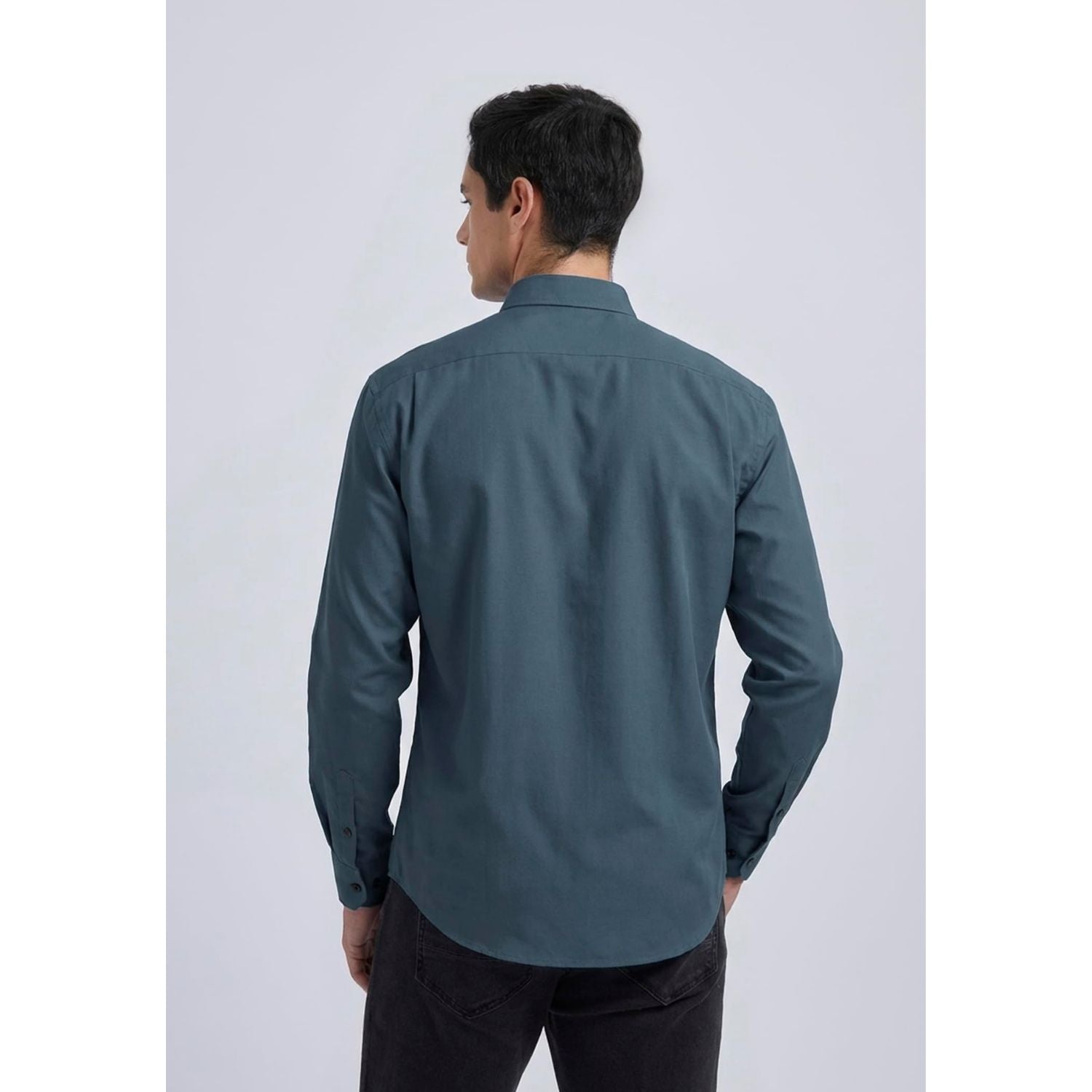 Hisdern Men's Dark Blue Oxford Shirts with Chest Pocket Formal Office