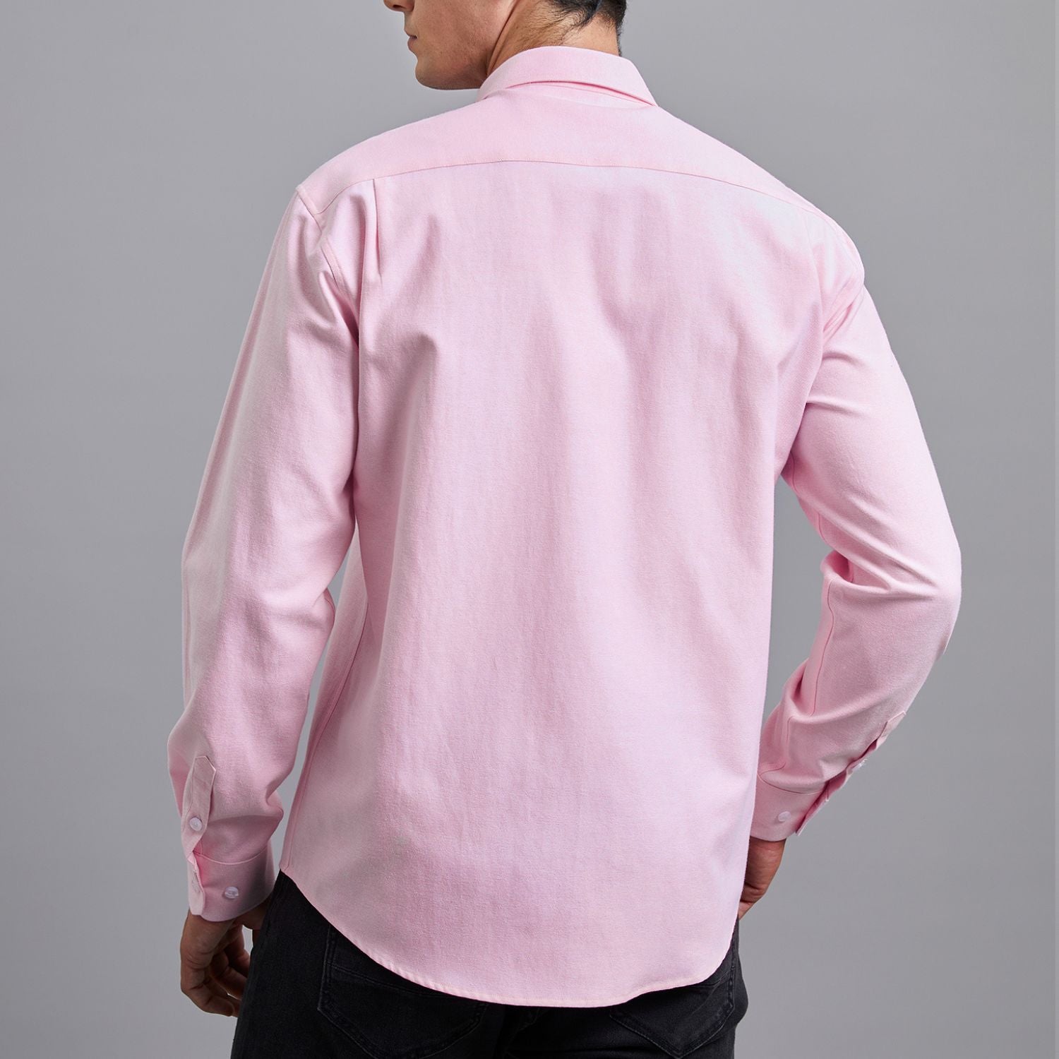 Hisdern Men's Pink Oxford Shirts with Chest Pocket Date Night