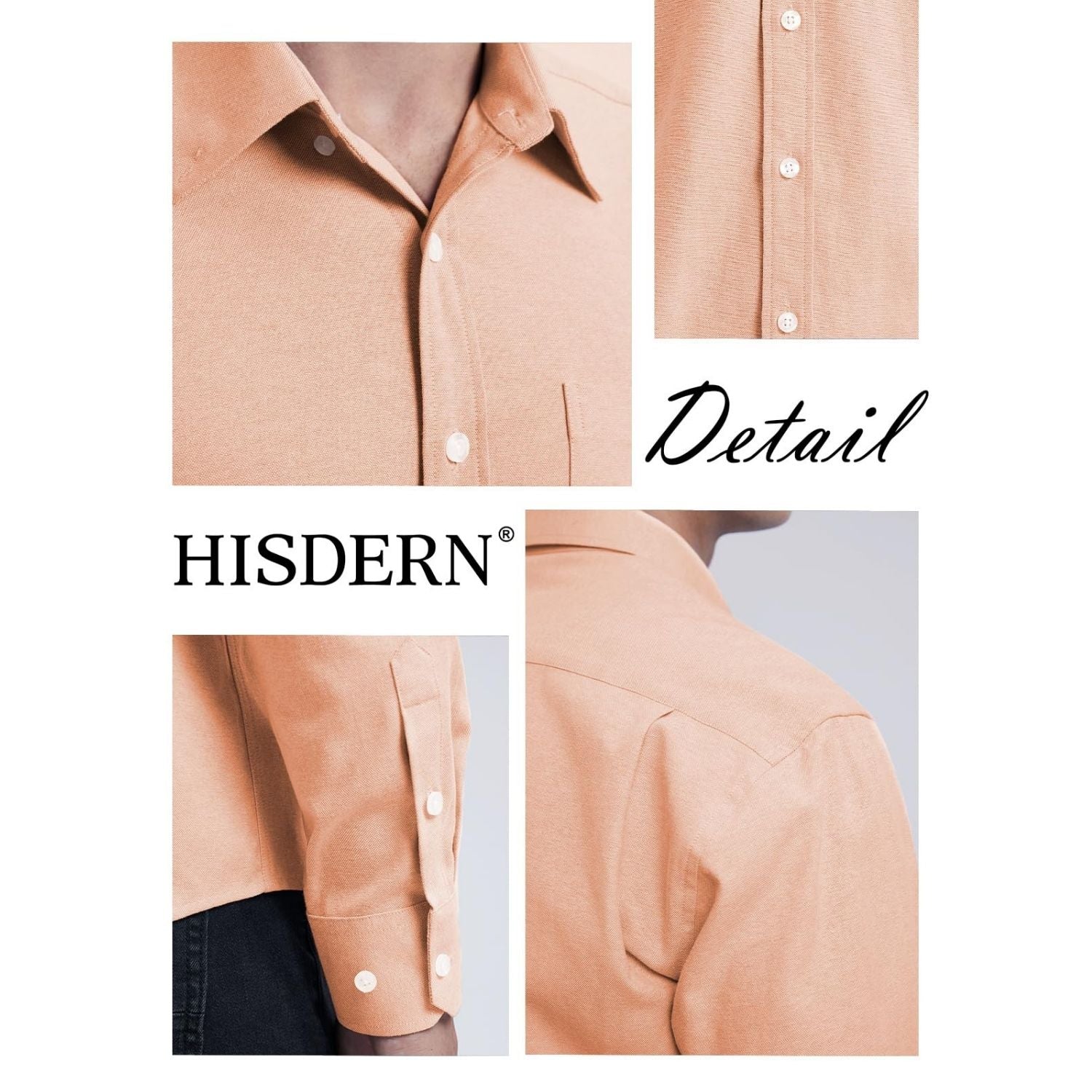 Hisdern Men's Salmon Oxford Shirts with Chest Pocket Date Night